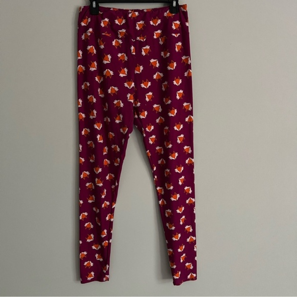 LuLaRoe Purple Fox Print Fall Holiday Super Stretchy One Size Fits all Leggings